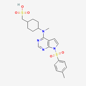 molecular formula C21H26N4O5S2 B2497397 {4-[Methyl({7-[(4-methylbenzene)sulfonyl]pyrrolo[2,3-d]pyrimidin-4-yl})amino]cyclohexyl}methanesulfonic acid CAS No. 1353011-85-4