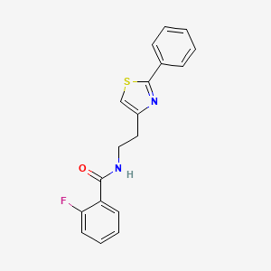 molecular formula C18H15FN2OS B2497402 2-fluoro-N-[2-(2-phenyl-1,3-thiazol-4-yl)ethyl]benzamide CAS No. 863512-79-2