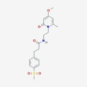 molecular formula C19H24N2O5S B2497403 N-(2-(4-methoxy-6-methyl-2-oxopyridin-1(2H)-yl)ethyl)-3-(4-(methylsulfonyl)phenyl)propanamide CAS No. 2034267-16-6