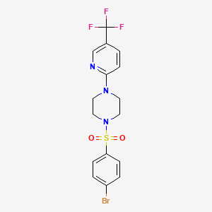 molecular formula C16H15BrF3N3O2S B2497405 1-(4-Bromophenyl)sulfonyl-4-[5-(trifluoromethyl)pyridin-2-yl]piperazine CAS No. 478077-46-2