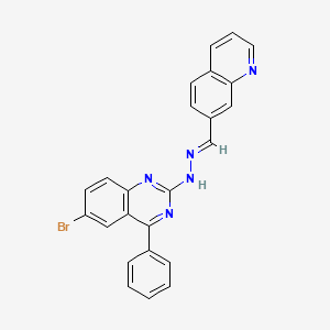 molecular formula C24H16BrN5 B2497406 (E)-6-bromo-4-phenyl-2-(2-(quinolin-7-ylmethylene)hydrazinyl)quinazoline CAS No. 392247-08-4