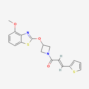 molecular formula C18H16N2O3S2 B2497409 (E)-1-(3-((4-甲氧基苯并[d]噻唑-2-基)氧代)氮杂环丁烯-1-基)-3-(噻吩-2-基)丙-2-烯-1-酮 CAS No. 1421588-10-4