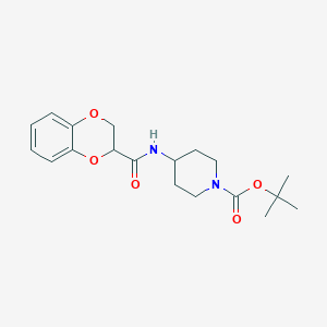 molecular formula C19H26N2O5 B2497411 tert-Butyl 4-(2,3-dihydrobenzo[b][1,4]dioxine-2-carboxamido)piperidine-1-carboxylate CAS No. 1241231-81-1