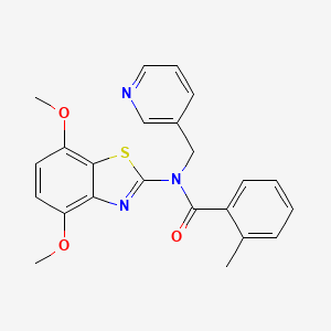 molecular formula C23H21N3O3S B2497413 N-(4,7-二甲氧基苯并[d]噻唑-2-基)-2-甲基-N-(吡啶-3-基甲基)苯甲酰胺 CAS No. 895432-70-9