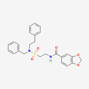 molecular formula C25H26N2O5S B2497417 N-(2-(N-benzyl-N-phenethylsulfamoyl)ethyl)benzo[d][1,3]dioxole-5-carboxamide CAS No. 899980-20-2