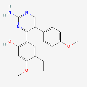 molecular formula C20H21N3O3 B2497420 2-(2-Amino-5-(4-methoxyphenyl)pyrimidin-4-yl)-4-ethyl-5-methoxyphenol CAS No. 314247-66-0