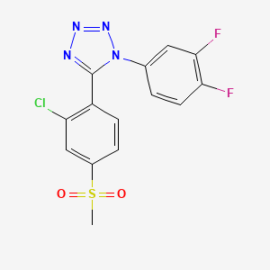 molecular formula C14H9ClF2N4O2S B2497422 5-[2-chloro-4-(methylsulfonyl)phenyl]-1-(3,4-difluorophenyl)-1H-1,2,3,4-tetraazole CAS No. 400089-25-0