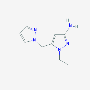 molecular formula C9H13N5 B2497423 1-ethyl-5-(1H-pyrazol-1-ylmethyl)-1H-pyrazol-3-amine CAS No. 1856081-35-0