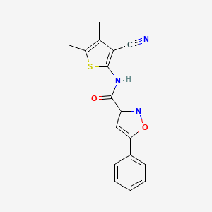 molecular formula C17H13N3O2S B2497426 N-(3-cyano-4,5-dimethylthiophen-2-yl)-5-phenylisoxazole-3-carboxamide CAS No. 1171321-82-6
