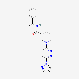 molecular formula C21H24N6O B2497434 1-(6-(1H-pyrazol-1-yl)pyridazin-3-yl)-N-(1-phenylethyl)piperidine-3-carboxamide CAS No. 1286728-99-1