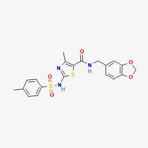 N-(benzo[d][1,3]dioxol-5-ylmethyl)-4-methyl-2-(4-methylphenylsulfonamido)thiazole-5-carboxamide