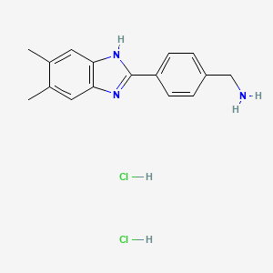 molecular formula C16H19Cl2N3 B2497444 [4-(5,6-dimethyl-1H-1,3-benzodiazol-2-yl)phenyl]methanamine dihydrochloride CAS No. 1376388-69-0