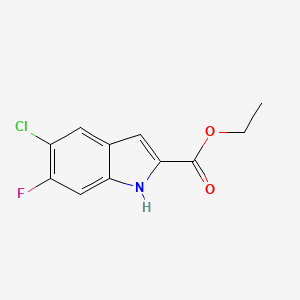 molecular formula C11H9ClFNO2 B2497447 Ethyl 5-chloro-6-fluoro-1H-indole-2-carboxylate CAS No. 473257-60-2