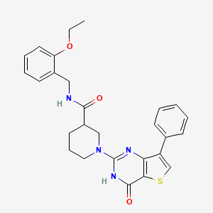 molecular formula C27H28N4O3S B2497449 N-(2-ethoxybenzyl)-1-(4-oxo-7-phenyl-3,4-dihydrothieno[3,2-d]pyrimidin-2-yl)piperidine-3-carboxamide CAS No. 1242855-44-2
