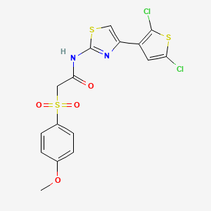 N-(4-(2,5-dichlorothiophen-3-yl)thiazol-2-yl)-2-((4-methoxyphenyl)sulfonyl)acetamide