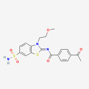 (Z)-4-acetyl-N-(3-(2-methoxyethyl)-6-sulfamoylbenzo[d]thiazol-2(3H)-ylidene)benzamide