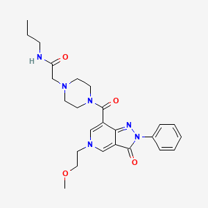 molecular formula C25H32N6O4 B2497488 2-(4-(5-(2-methoxyethyl)-3-oxo-2-phenyl-3,5-dihydro-2H-pyrazolo[4,3-c]pyridine-7-carbonyl)piperazin-1-yl)-N-propylacetamide CAS No. 1021257-90-8