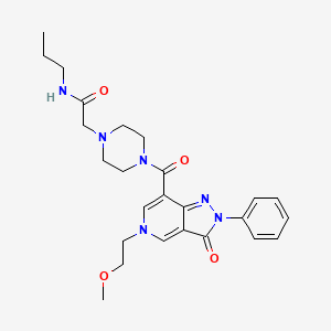 molecular formula C25H32N6O4 B2497488 2-(4-(5-(2-甲氧乙基)-3-氧代-2-苯基-3,5-二氢-2H-吡唑并[4,3-c]吡啶-7-甲酰)哌嗪-1-基)-N-丙基乙酰胺 CAS No. 1021257-90-8