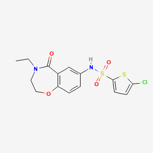 molecular formula C15H15ClN2O4S2 B2497492 5-chloro-N-(4-ethyl-5-oxo-2,3,4,5-tetrahydrobenzo[f][1,4]oxazepin-7-yl)thiophene-2-sulfonamide CAS No. 922007-86-1