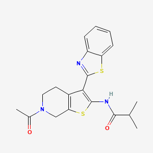 molecular formula C20H21N3O2S2 B2497495 N-(6-acetyl-3-(benzo[d]thiazol-2-yl)-4,5,6,7-tetrahydrothieno[2,3-c]pyridin-2-yl)isobutyramide CAS No. 864859-73-4