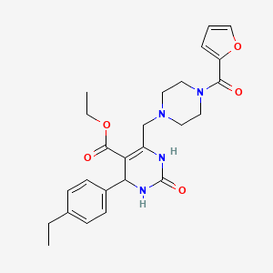 molecular formula C25H30N4O5 B2497500 Ethyl 4-(4-ethylphenyl)-6-{[4-(furan-2-ylcarbonyl)piperazin-1-yl]methyl}-2-oxo-1,2,3,4-tetrahydropyrimidine-5-carboxylate CAS No. 1261006-50-1