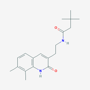 molecular formula C19H26N2O2 B2497517 N-[2-(7,8-二甲基-2-氧代-1H-喹啉-3-基)乙基]-3,3-二甲基丁酰胺 CAS No. 851408-30-5