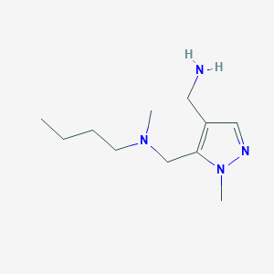 molecular formula C11H22N4 B2497518 N-[[4-(Aminomethyl)-2-methylpyrazol-3-yl]methyl]-N-methylbutan-1-amine CAS No. 1883717-62-1