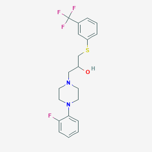 molecular formula C20H22F4N2OS B2497525 1-[4-(2-氟苯基)哌嗪]-3-{[3-(三氟甲基)苯基]硫代基}-2-丙醇 CAS No. 338421-97-9