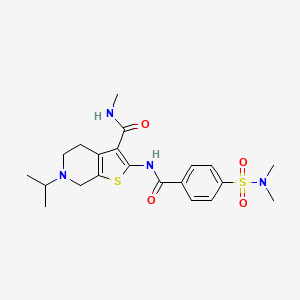 molecular formula C21H28N4O4S2 B2497529 2-(4-(N,N-dimethylsulfamoyl)benzamido)-6-isopropyl-N-methyl-4,5,6,7-tetrahydrothieno[2,3-c]pyridine-3-carboxamide CAS No. 533908-81-5