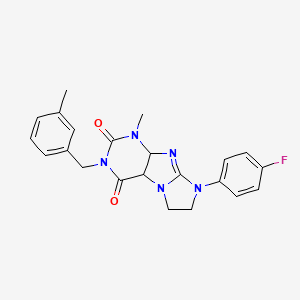 molecular formula C22H20FN5O2 B2497533 8-(4-fluorophenyl)-1-methyl-3-[(3-methylphenyl)methyl]-1H,2H,3H,4H,6H,7H,8H-imidazo[1,2-g]purine-2,4-dione CAS No. 872839-33-3