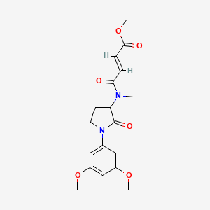 molecular formula C18H22N2O6 B2497537 Methyl (E)-4-[[1-(3,5-dimethoxyphenyl)-2-oxopyrrolidin-3-yl]-methylamino]-4-oxobut-2-enoate CAS No. 2411338-40-2