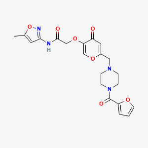 molecular formula C21H22N4O7 B2497538 2-((6-((4-(furan-2-carbonyl)piperazin-1-yl)methyl)-4-oxo-4H-pyran-3-yl)oxy)-N-(5-methylisoxazol-3-yl)acetamide CAS No. 898441-56-0
