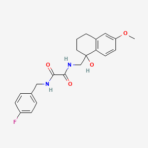 molecular formula C21H23FN2O4 B2497542 N1-(4-fluorobenzyl)-N2-((1-hydroxy-6-methoxy-1,2,3,4-tetrahydronaphthalen-1-yl)methyl)oxalamide CAS No. 2034405-88-2