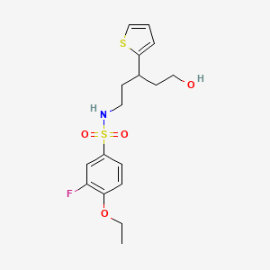 molecular formula C17H22FNO4S2 B2497549 4-ethoxy-3-fluoro-N-(5-hydroxy-3-(thiophen-2-yl)pentyl)benzenesulfonamide CAS No. 2034540-69-5