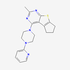 molecular formula C19H21N5S B2497556 2-methyl-4-(4-(pyridin-2-yl)piperazin-1-yl)-6,7-dihydro-5H-cyclopenta[4,5]thieno[2,3-d]pyrimidine CAS No. 670270-20-9