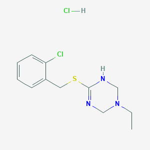 molecular formula C12H17Cl2N3S B2497565 6-[(2-Chlorobenzyl)thio]-3-ethyl-1,2,3,4-tetrahydro-1,3,5-triazine hydrochloride CAS No. 1089321-33-4