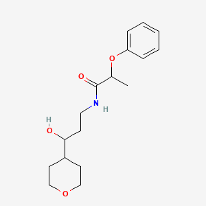 molecular formula C17H25NO4 B2497574 N-(3-hydroxy-3-(tetrahydro-2H-pyran-4-yl)propyl)-2-phenoxypropanamide CAS No. 2034450-02-5