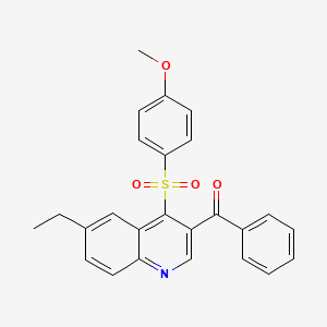 molecular formula C25H21NO4S B2497579 [6-Ethyl-4-(4-methoxyphenyl)sulfonylquinolin-3-yl]-phenylmethanone CAS No. 866846-34-6