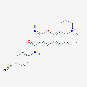 molecular formula C23H20N4O2 B2497582 N-(4-cyanophenyl)-11-imino-2,3,6,7-tetrahydro-1H,5H,11H-pyrano[2,3-f]pyrido[3,2,1-ij]quinoline-10-carboxamide CAS No. 866346-56-7