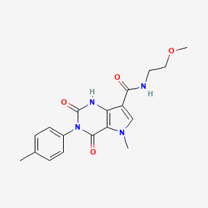 molecular formula C18H20N4O4 B2497588 N-(2-methoxyethyl)-5-methyl-2,4-dioxo-3-(p-tolyl)-2,3,4,5-tetrahydro-1H-pyrrolo[3,2-d]pyrimidine-7-carboxamide CAS No. 921853-15-8