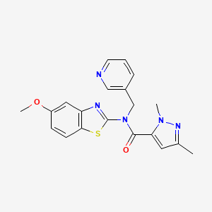 molecular formula C20H19N5O2S B2497598 N-(5-methoxybenzo[d]thiazol-2-yl)-1,3-dimethyl-N-(pyridin-3-ylmethyl)-1H-pyrazole-5-carboxamide CAS No. 1014090-46-0