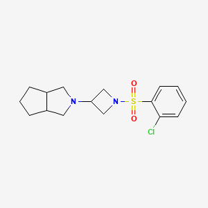 molecular formula C16H21ClN2O2S B2497607 2-[1-(2-Chlorophenyl)sulfonylazetidin-3-yl]-3,3a,4,5,6,6a-hexahydro-1H-cyclopenta[c]pyrrole CAS No. 2415461-95-7