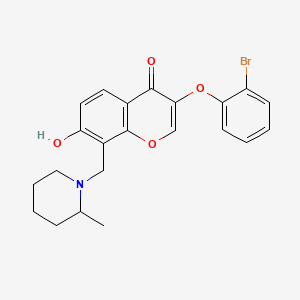 molecular formula C22H22BrNO4 B2497608 3-(2-溴苯氧基)-7-羟基-8-((2-甲基哌啶-1-基)甲基)-4H-香豆素-4-酮 CAS No. 844860-47-5