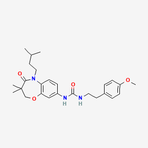 molecular formula C26H35N3O4 B2497610 1-(5-异戊基-3,3-二甲基-4-氧代-2,3,4,5-四氢苯并[b][1,4]噁唑-8-基)-3-(4-甲氧基苯乙基)脲 CAS No. 1172799-88-0