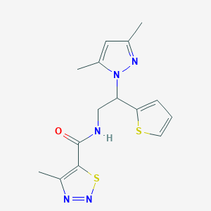 molecular formula C15H17N5OS2 B2497615 N-(2-(3,5-dimethyl-1H-pyrazol-1-yl)-2-(thiophen-2-yl)ethyl)-4-methyl-1,2,3-thiadiazole-5-carboxamide CAS No. 2034598-46-2