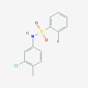 molecular formula C13H11ClFNO2S B249762 N-(3-chloro-4-methylphenyl)-2-fluorobenzenesulfonamide 