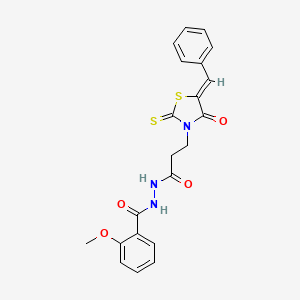 molecular formula C21H19N3O4S2 B2497627 (Z)-N'-(3-(5-苄亚甲基-4-氧代-2-硫代噻唑啉-3-基)丙酰)-2-甲氧基苯甲酰肼 CAS No. 303055-93-8