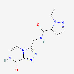 molecular formula C12H13N7O2 B2497636 1-ethyl-N-((8-hydroxy-[1,2,4]triazolo[4,3-a]pyrazin-3-yl)methyl)-1H-pyrazole-5-carboxamide CAS No. 2034281-60-0