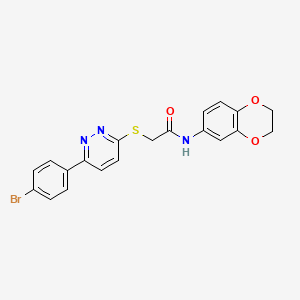 molecular formula C20H16BrN3O3S B2497642 2-((6-(4-bromophenyl)pyridazin-3-yl)thio)-N-(2,3-dihydrobenzo[b][1,4]dioxin-6-yl)acetamide CAS No. 921056-57-7