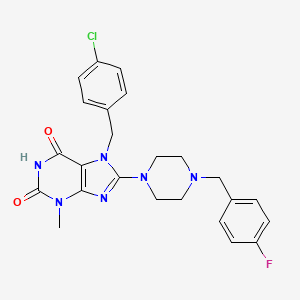 7-(4-chlorobenzyl)-8-(4-(4-fluorobenzyl)piperazin-1-yl)-3-methyl-1H-purine-2,6(3H,7H)-dione